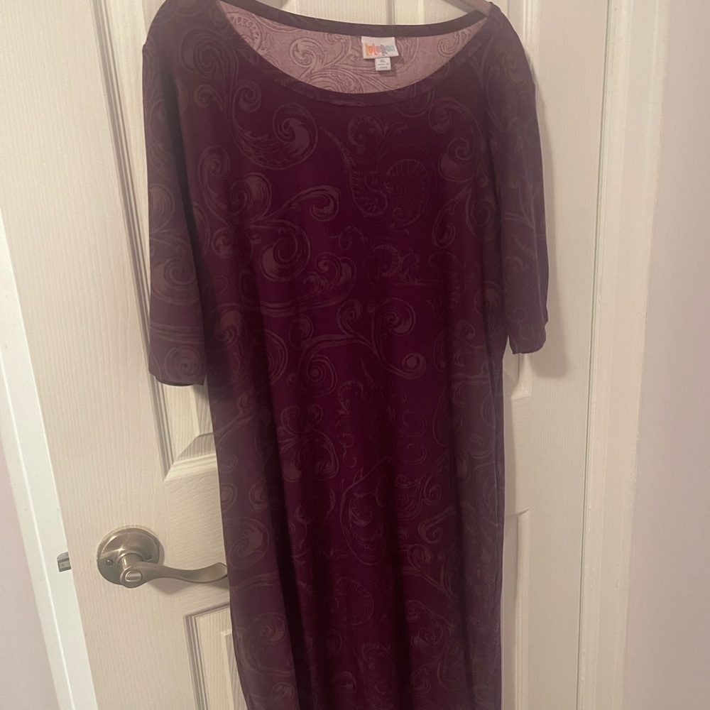LuLaRoe Deep Purple Paisley Julia Dress XL NWOT